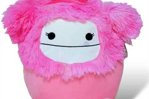 Squishmallows Official Kellytoy 11 Inch Caparinne Bigfoot Hot Pink Plush Wearing Hot Pink Glitter..