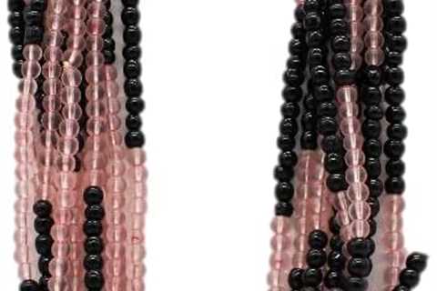 Mardi Gras Spot 27″ Pink/Black Glass Bead Necklace (Dozen)