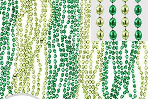 Amscan Party Metallic Bead Necklaces, 30″, Green