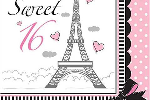 Creative Converting 661184 Sweet 16 Paris Lunch Paper Napkins, Pink/Black, 6.5″, 18 Ct.