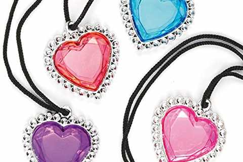 Baker Ross ET487 Heart Gem Necklaces – Pack of 6, Novelty Jewellery for Kids, Great for Prend Play, ..