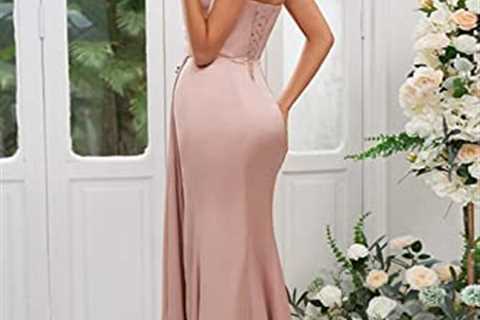 WaterDress One Shoulder Satin Bridesmaid Dress Long for Women Sleeveless Ruched Formal Dress with..