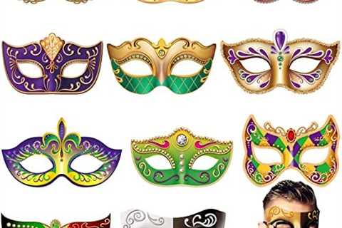 Frienda 12 Pcs Mardi Gras Masquerade Mask Paper Venetian Masks for Prom Carnival Masks Half Retro..