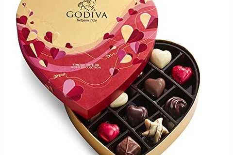 Godiva Chocolatier Chocolate Heart Valentine’s Gift Box – 14 Piece Assorted Milk, White and Dark..