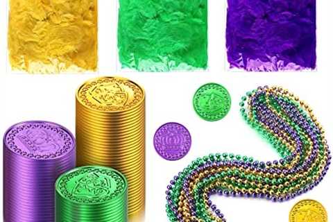 418 Pcs Mardi Gras Party Decorations Mardi Gras Bead Mardi Necklaces Plastic Mardi Gras Gold Coin..