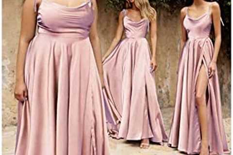 LUTOLA Women’s Satin Prom Dress Spaghetti Straps Split Bridesmaid Long Formal Wedding Guest Evening ..