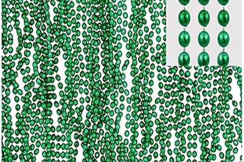 Amscan Oval Metallic Bead Necklaces Costume Accessory, 30″, Green