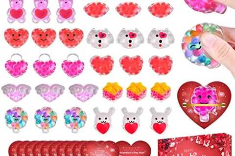 36 Pack Valentines Day Gift Cards with Squeeze Toys,Mini Sensory Stress Ball with Water Beads to..