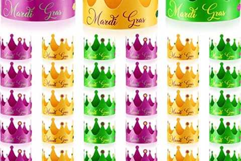 36 Pcs Mardi Gras Crowns Party Hats for Kids Gold Green Purple Paper Crowns Crown Hats for Party..