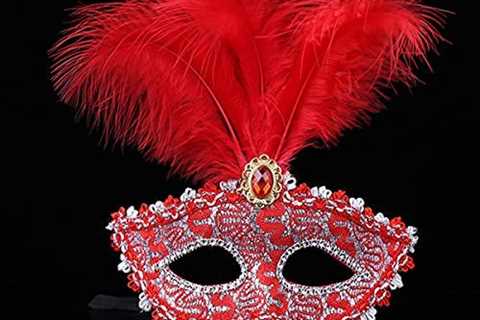 Costume Mask Feather Masquerade Mask Halloween Mardi Gras Cosplay Party Masque for Carnival Prom..