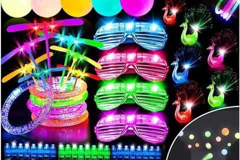 88 Pcs Mardi Gras Party Supplies Favors Glow In the Dark for Kids Adults, LED Glasses Glow Sticks..