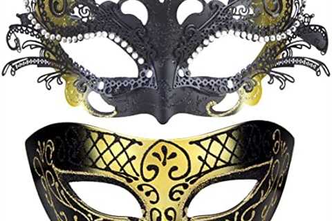 IETANG Couple Mardi Gras Mask Venetian Masquerade Mask Set Party Costume Accessory