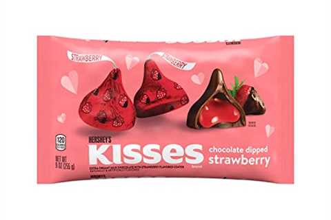 HERSHEY’S KISSES Chocolate Dipped Strawberry Extra Creamy Milk Chocolate with Strawberry Center..