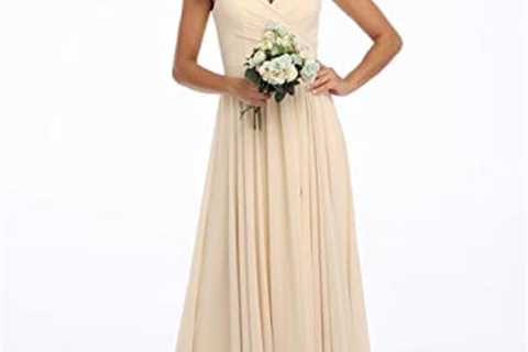 V Neck Chiffon Bridesmaid Dresses Split Prom Dress Wedding Formal Party Gown