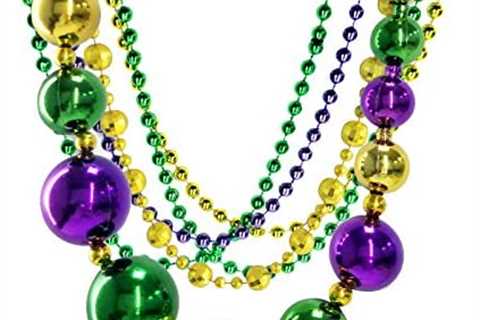 Mardi Gras Bead Necklaces Round Multi Colors Costume Necklace for Events and Party Favor Novelty..