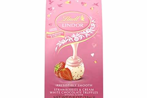 Lindt Valentine Strawberries & Cream White Chocolate Truffles Mini Bag (2 truffles), 24Count