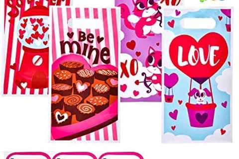 JOYIN 48 Pieces Valentines Day Gift Gags Treat Bags Set for Kids Party Favor, Classroom Exchange..