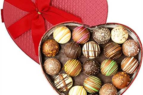 Valentines Chocolate Gift Box – Valentine Truffles (14 Gourmet Flavors) in Heart Shaped Box,..