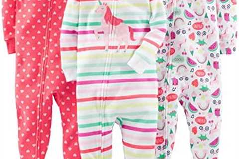 Simple Joys by Carter’s Toddlers and Baby Girls’ Snug-Fit Footed Cotton Pajamas, Pack of 3