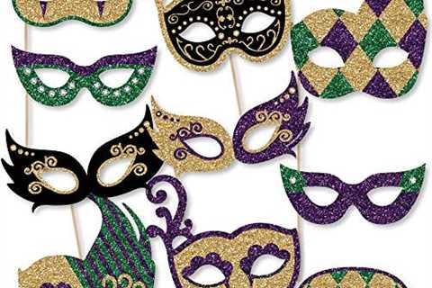 Big Dot of Happiness Mardi Gras Masks & Glasses – Paper Card Stock Masquerade Party Photo Booth..