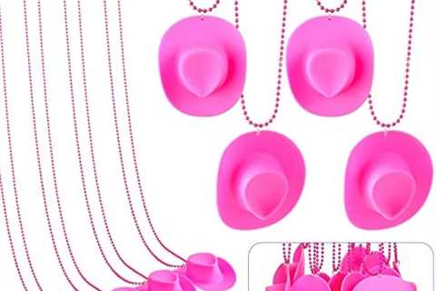 24 Pcs Cowgirl Cowboy Hat Party Necklaces Bead Necklaces with Pink Western Cowboy Cowgirl Hat Party ..