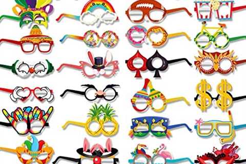 HOWAF Funny Carnival Party Glasses Frame, 30 Pieces Paperboard Mardi Gras Photo Booth Props Glasses ..