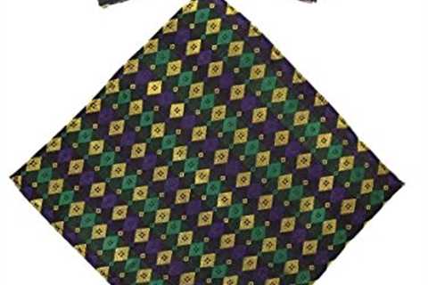 Vittorio Farina Mardi Gras Mardi Gras Bow Tie and Pocket Square Set – Men’s Fashionable Bundle..