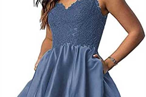 BTgirl Women’s Short Lace Beaded Homecoming Dresses Lace Appliques Short Spaghetti Strap Prom..