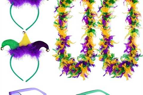 Kavoc Mardi Gras Turkey Feathers Boas with Rimless Sunglasses Frameless Glasses Mardi Gras Headband ..