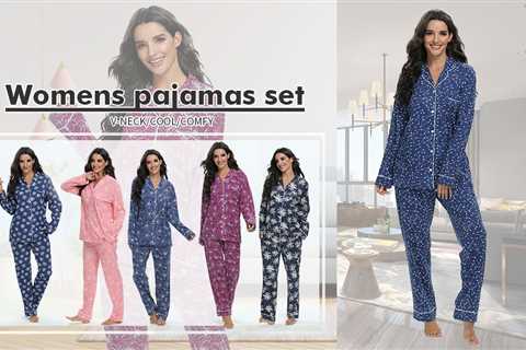 Tugege Pajamas Set Long Sleeve Sleepwear Womens Button Down Nightwear Pj Sets