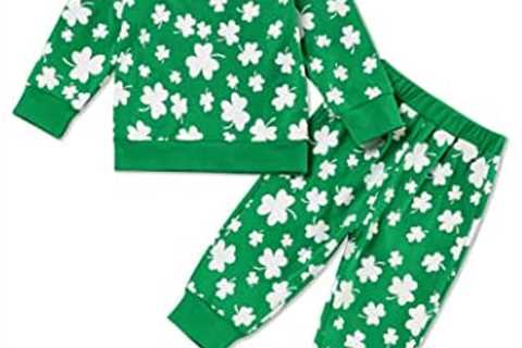 My First St.Patrick’s Day Baby Boy Girl Lucky Charm Shamrock Romper Clover Pants with Hat 3Pcs..