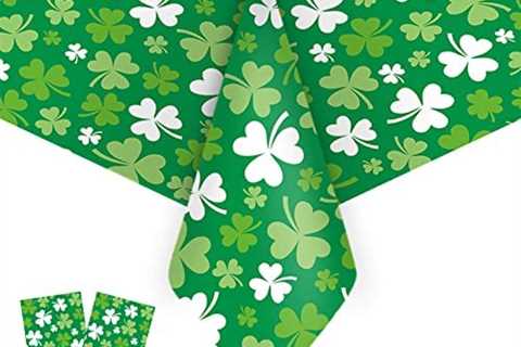 UOMNICUE St.Patrick’s Day Tablecloth, 2PCS Spring Shamrock Tablecloths, St.Patricks Day Disposable..