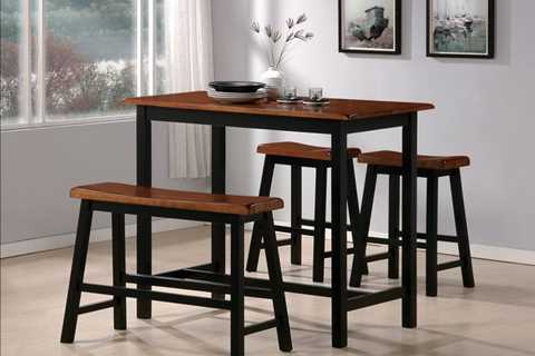 2729-4PC 4 pc Gracie oaks tyler cherry brown and black finish wood counter height dining table set..