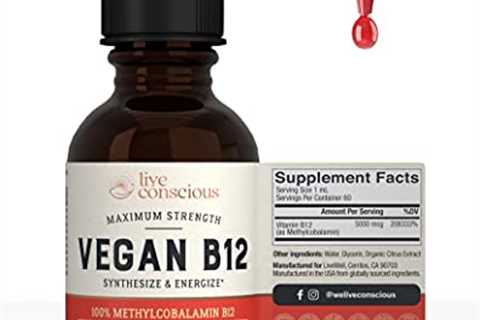 Vegan Vitamin B12 Sublingual Liquid Drops by LiveWell - Methylcobalamin Maximum Strength 5000 mcg..