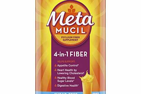 Metamucil Sugar-Free Fiber Supplement, 180 Servings, 4-in-1 Psyllium Husk Powder, Orange Smooth..