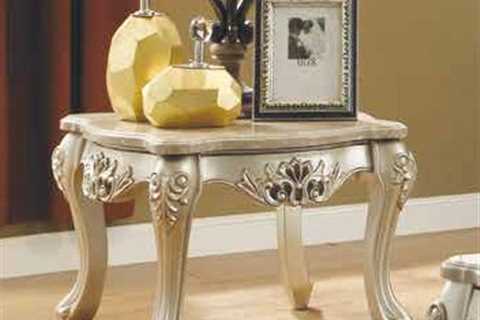 Acme 81042 Astorai grand jacqueline ranita champagne finish wood marble top chair side end table...