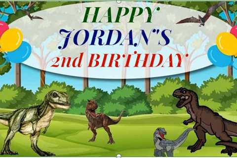 Happy Birthday Dinosaur Green Background Banner - Bigger Better Banner