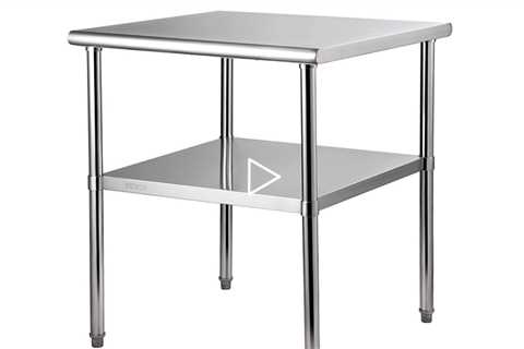 VEVOR Stainless Steel Prep Table, 30 x 30 x 36 Inch, 800lbs Load Capacity