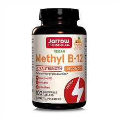 Jarrow Formulas Ultra Strength Methyl B-12 2500 mcg - 100 Chewable Tablets, Tropical Flavored..