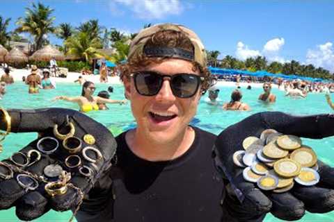 MEXICO''S BUSIEST BEACH! I Found 16 Rings, Earrings, Chains & MORE with my Metal Detector!