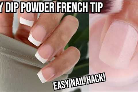 EASY FRENCH TIP NAILS AT HOME USING DIP POWDER AND NAIL POLISH | AZUREBEAUTY | FRENCH TIP NAIL HACK