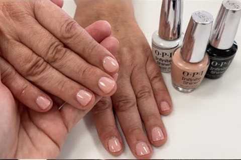 Manicure with new OPI Infinite Shine Passion [client with soft and ridgy nails]