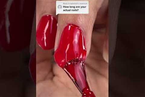 Replying to @baifarts3 Painting my Unshaped Flared Natural Nails RED 🛑 #nails  #red