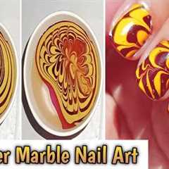 Water marble nail art step by step tutorial 💅 || Easy Nail Art for short nails