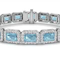 Aquamarine & Diamond Halo Bracelet: Elegance and Allure in Hand