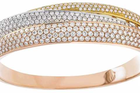 All Diamond's Pave Set Diamond Bangle: 7.80ct G/SI Diamond in 18k 3 Tone Gold