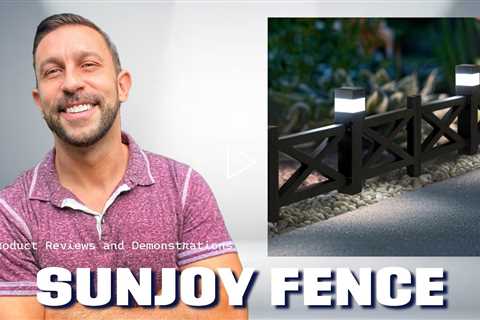 SUNJOY Garden Fence, Metal Garden Border Fence with Solar Lights (5-pack) - Lattice & Black